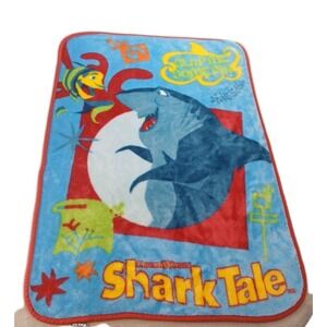 Vintage 2004 Dreamworks Shark Tale Oscar Lenny Toddler Throw Blanket Y2K